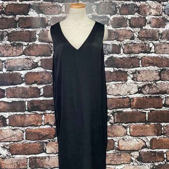 AHLENS SWEDEN Dress V Neck Cocktail Party Maxi Black Size 40 Medium - Picture 6 of 16
